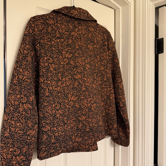 Isaac Mizrahi Live size s MOTO JACKET Quilted Floral Print Brown Black - Picture 6 of 6